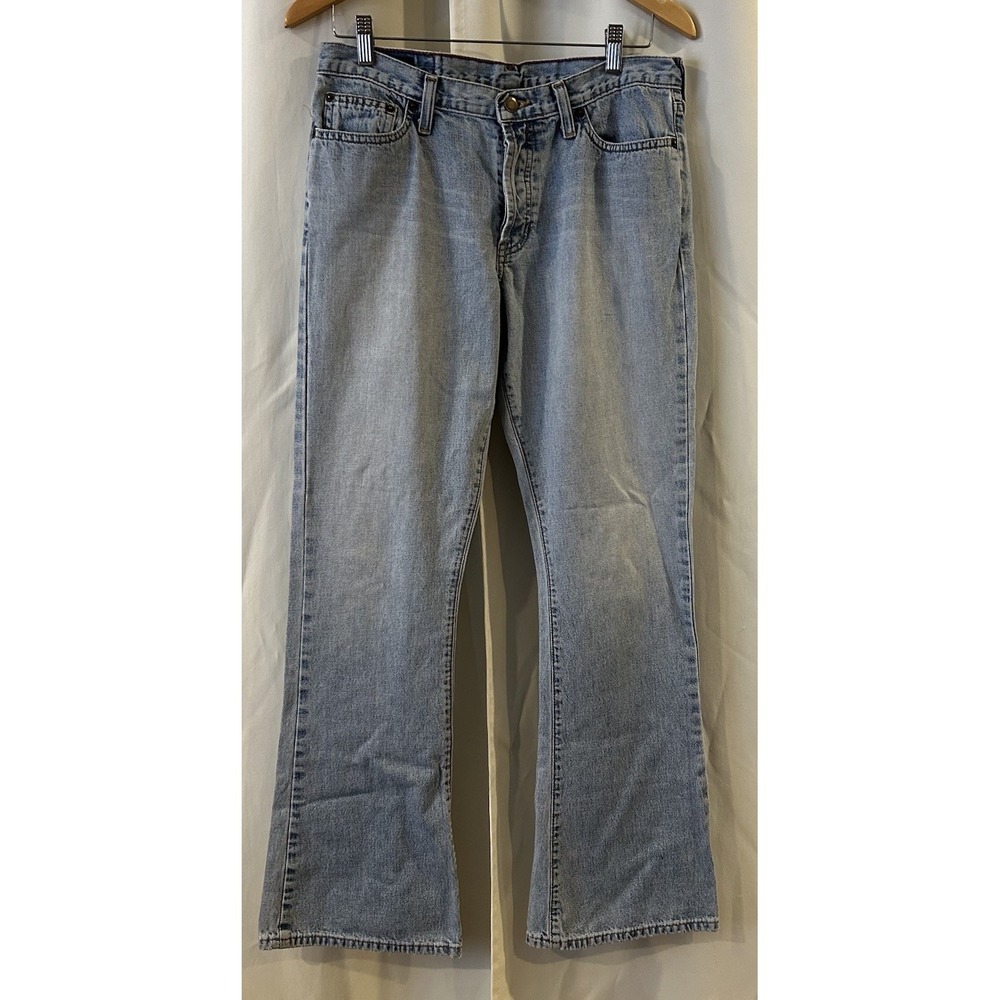 Abercrombie Fitch Jeans Womens Size 6R Wide Bottom Flared Buttonfly Denim Blue